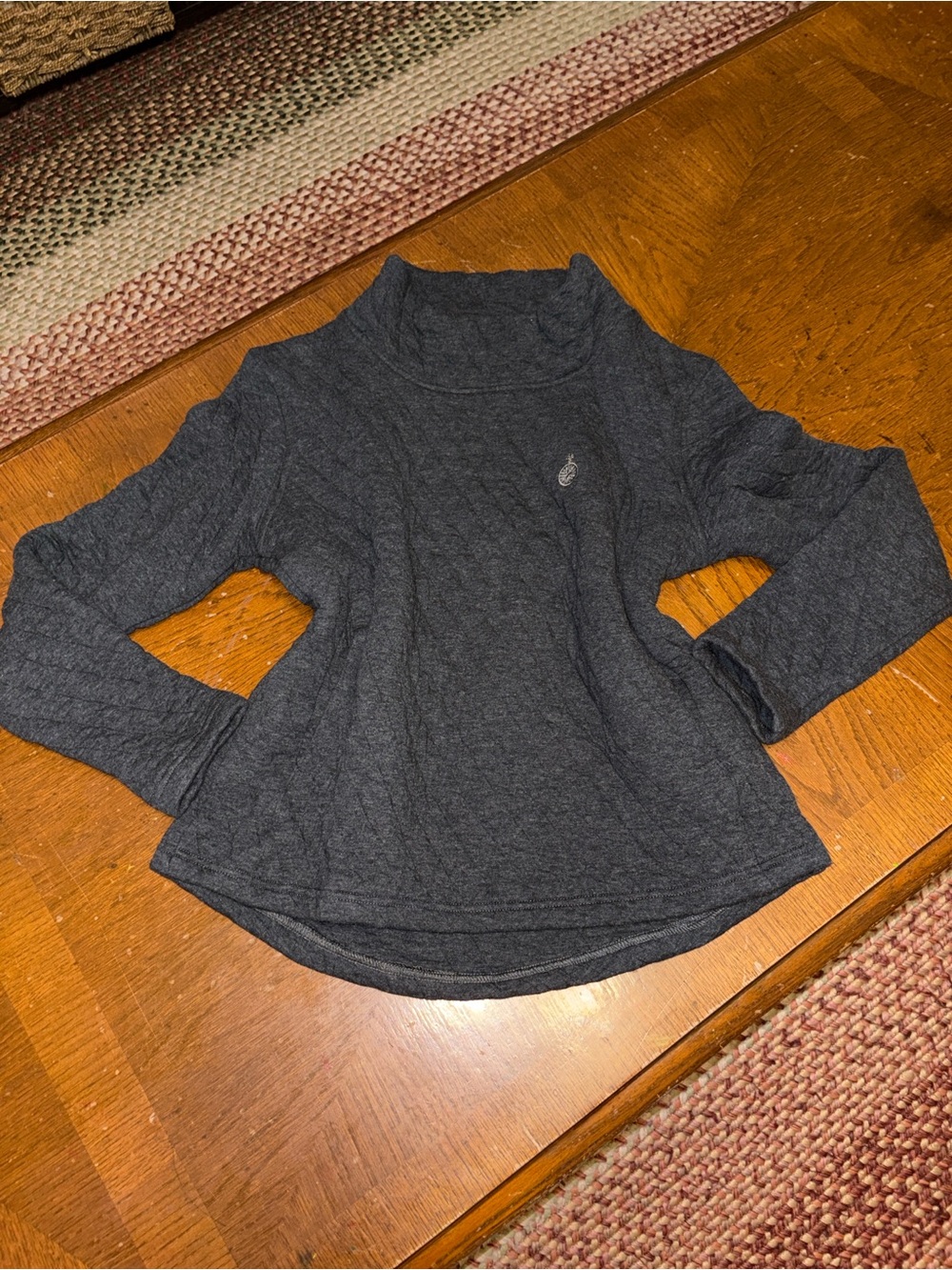 Sope Creek Cozy Quilted Dark Gray Women's Pullover Top Size S